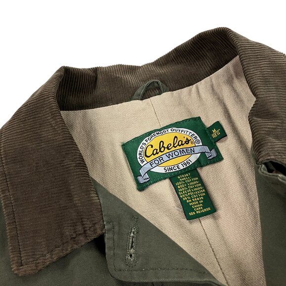 Cabelas Canvas Barn Chore Coat Field Jacket Womens Size M Corduroy Collar Green - Picture 5 of 11